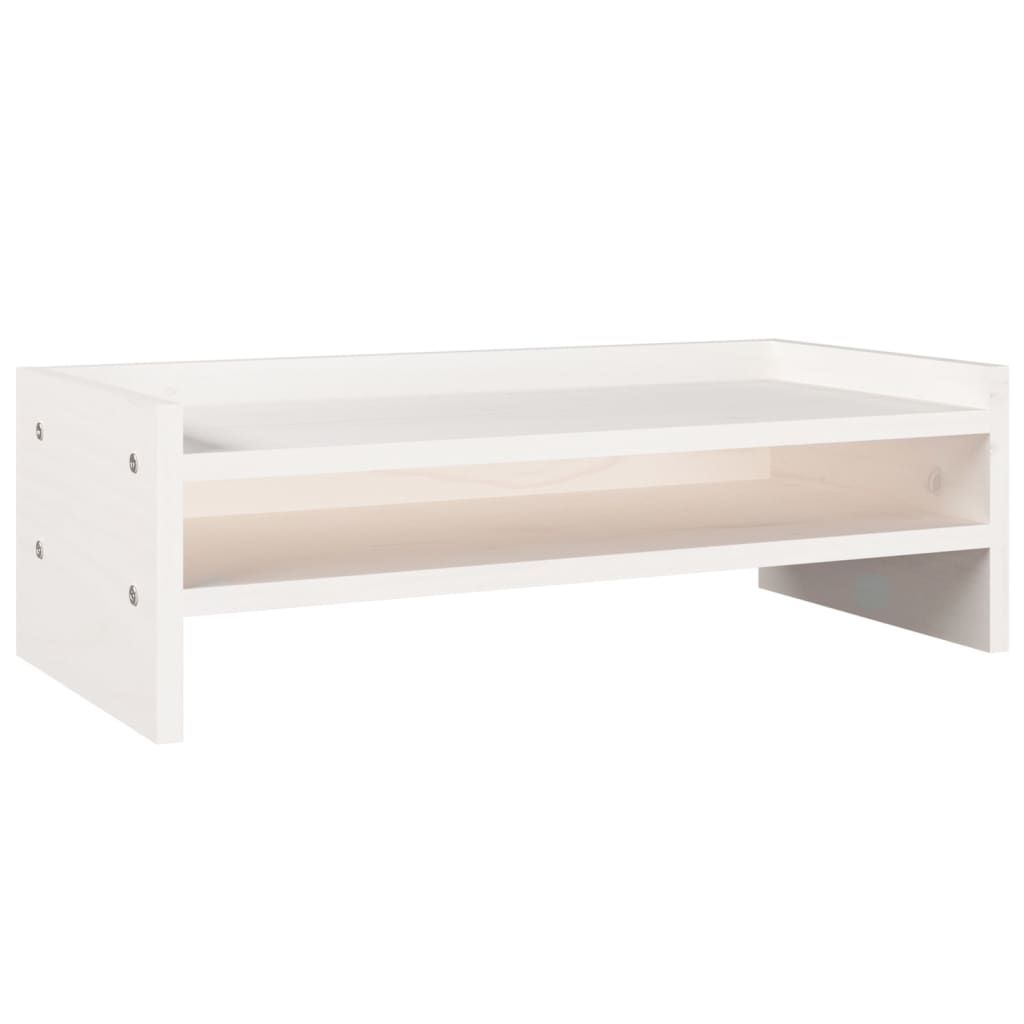 NNEVL Monitor Stand White 50x24x16 cm Solid Wood Pine-1