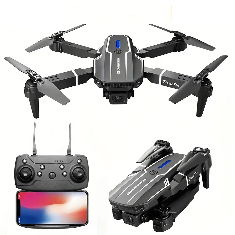 E88 Quadcopter UAV Drone with Dual HD Cameras - Black (HD Dual Camera)