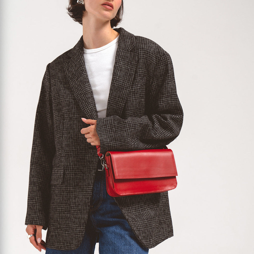 Leather Shoulder Bag - Curie  (Camel)