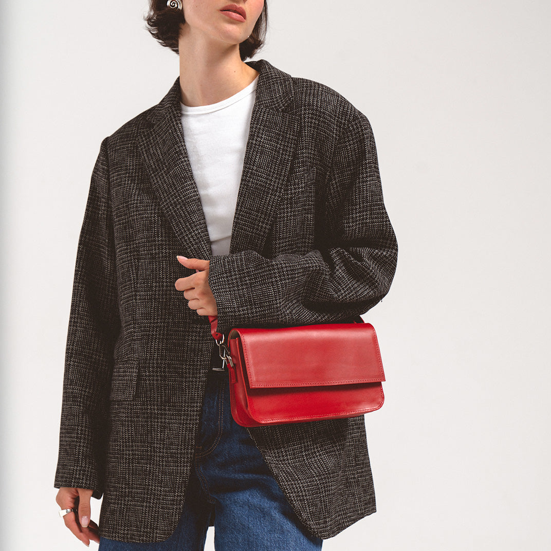 Leather Shoulder Bag - Curie  (Camel)